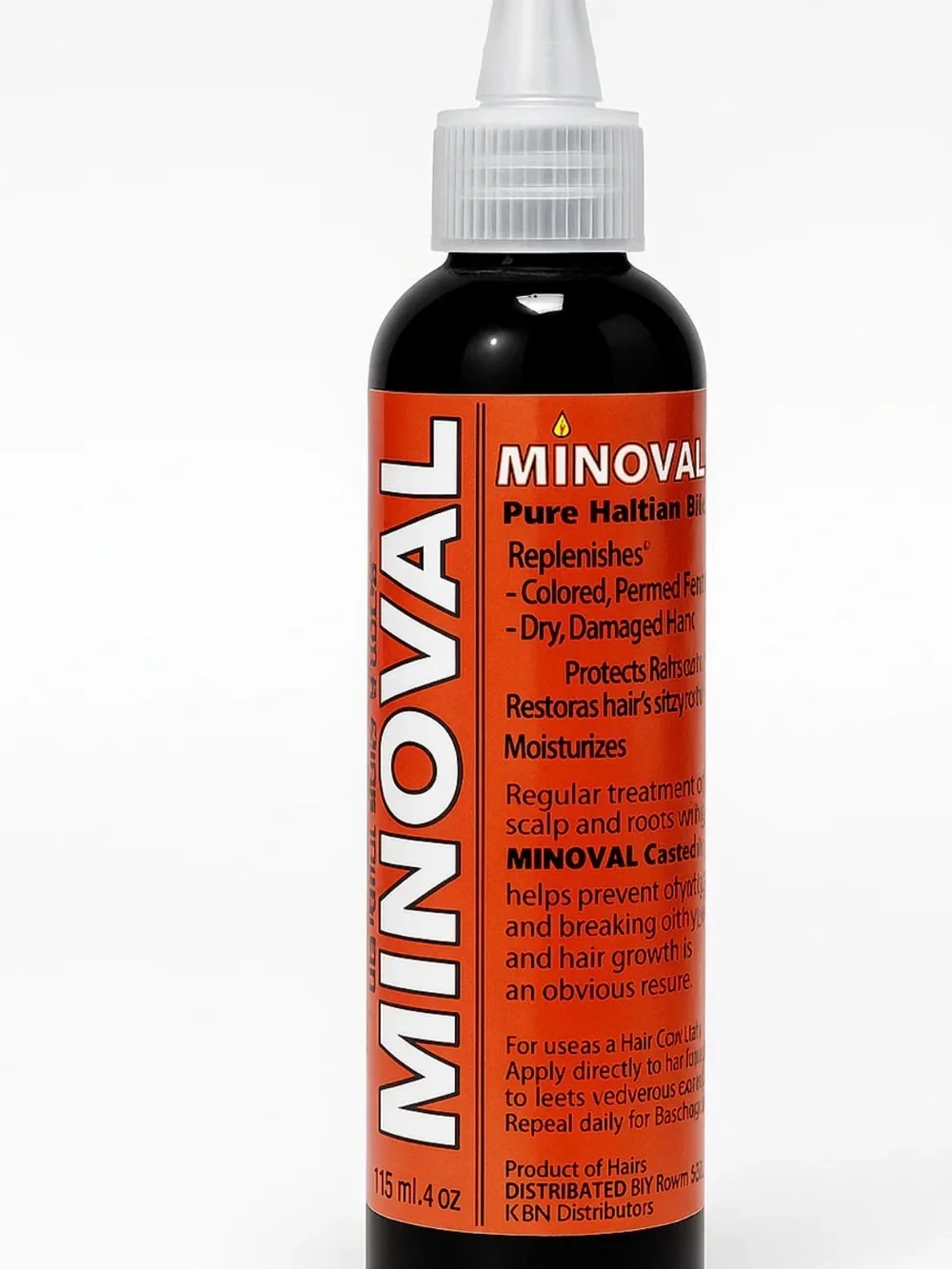 Minoval Pure Haitian Black Oil - Black Bottle with Orange Label